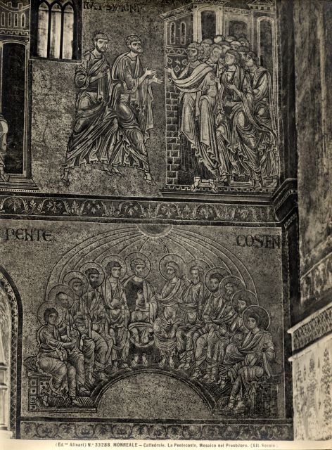 Alinari, Fratelli — Monreale - Cattedrale. La Pentecoste, Mosaico nel Presbitero. (XII. Secolo). — insieme